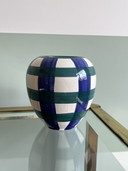 Vintage Checkered Vase Blue Green