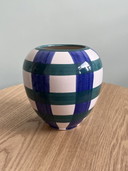 Vintage Checkered Vase Blue Green