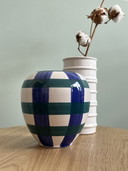 Vase Vintage à damier Bleu Vert