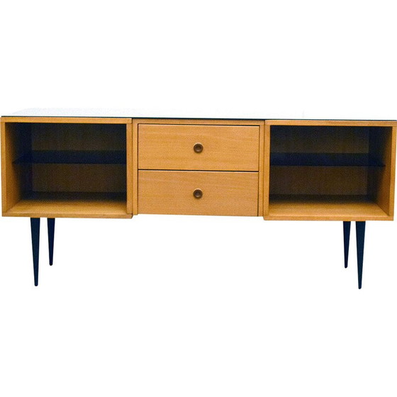 Image 1 of Vintage Italian sideboard in ash wood and glass, 1950s