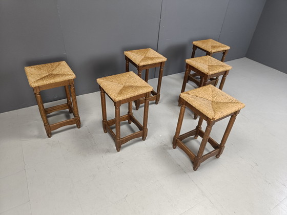 Image 1 of Vintage Wicker Bar Stools - Set Of 6, 1960S