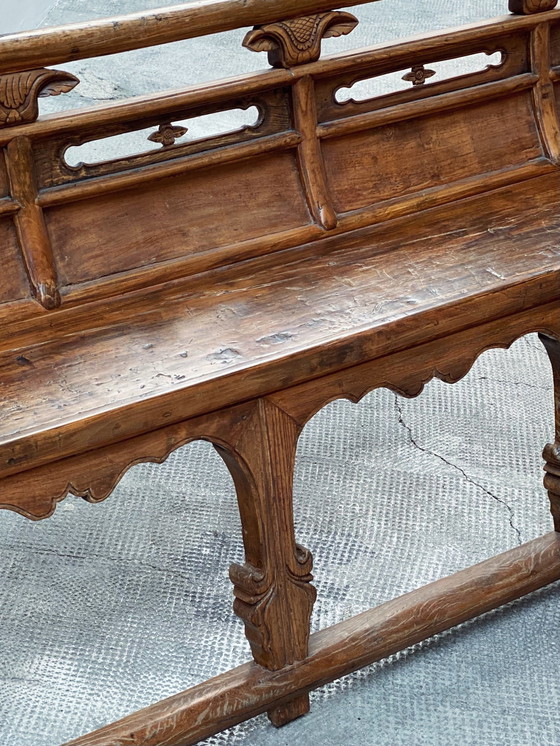 Image 1 of Banco de ópera antiguo de madera maciza de olmo, Shanxi, China, siglo XIX 