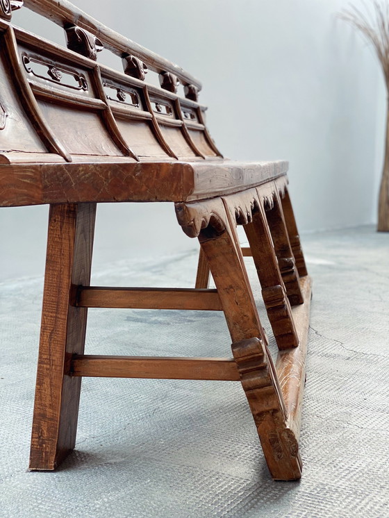 Image 1 of Banco de ópera antiguo de madera maciza de olmo, Shanxi, China, siglo XIX 