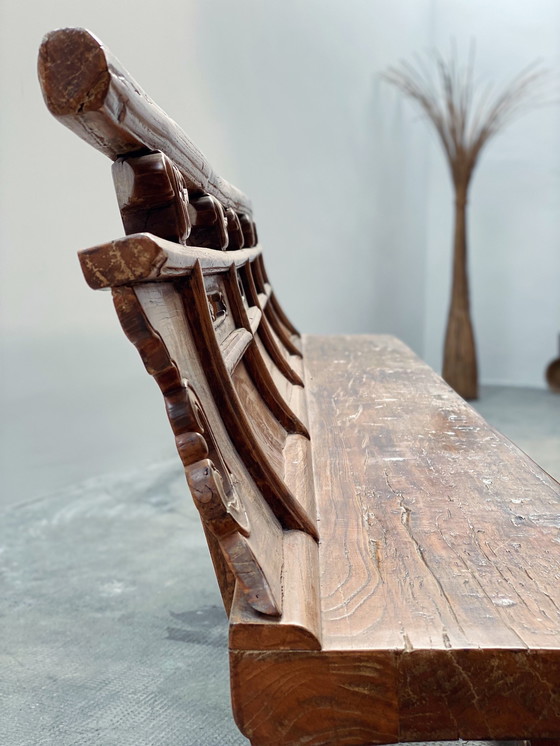 Image 1 of Banco de ópera antiguo de madera maciza de olmo, Shanxi, China, siglo XIX 