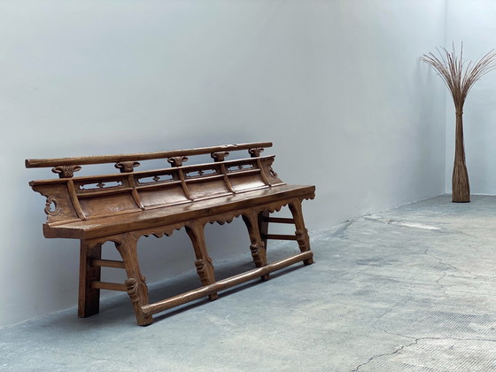Image 1 of Banco de ópera antiguo de madera maciza de olmo, Shanxi, China, siglo XIX 