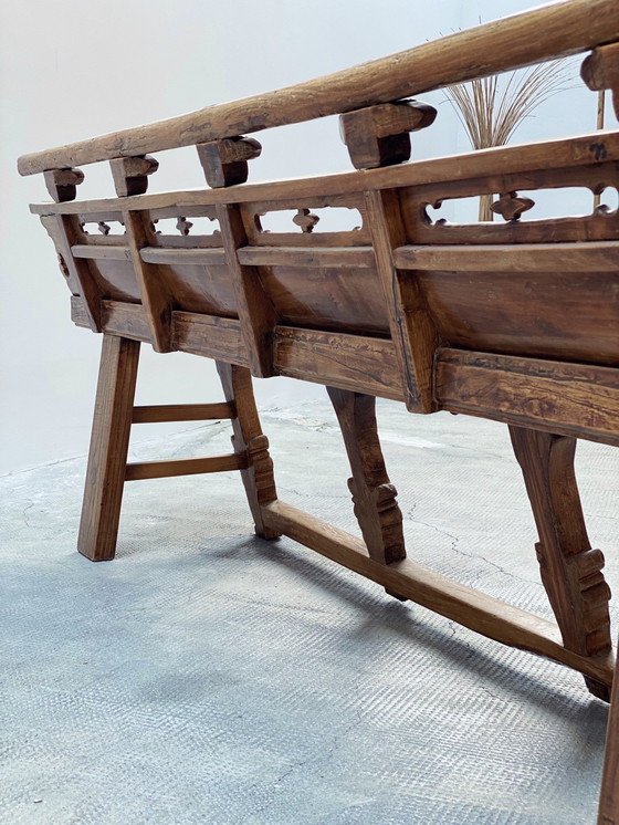 Image 1 of Banco de ópera antiguo de madera maciza de olmo, Shanxi, China, siglo XIX 