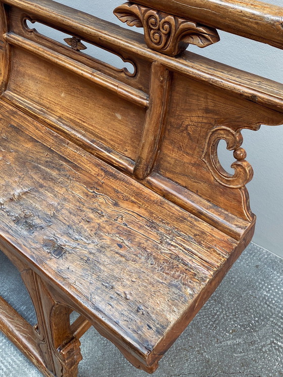 Image 1 of Banco de ópera antiguo de madera maciza de olmo, Shanxi, China, siglo XIX 