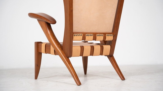 Image 1 of Mid-Century Pair Of Highback Armchairs By Guglielmo Pecorini, Italy, 1930S - New Leather