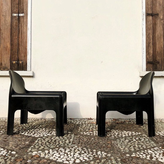 Image 1 of Pair of vintage Black Model 4794 Lounge Chairs by Gae Aulenti for Kartell, Italian 1970s