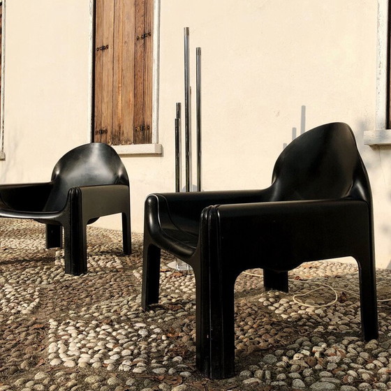 Image 1 of Pair of vintage Black Model 4794 Lounge Chairs by Gae Aulenti for Kartell, Italian 1970s