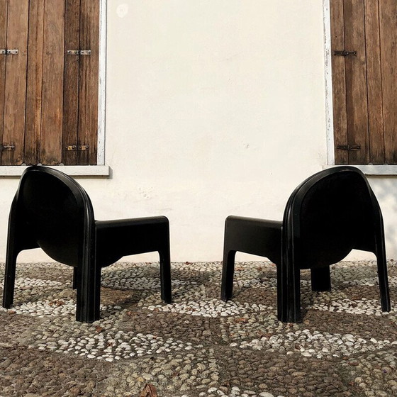 Image 1 of Pair of vintage Black Model 4794 Lounge Chairs by Gae Aulenti for Kartell, Italian 1970s