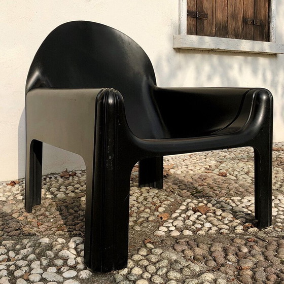 Image 1 of Pair of vintage Black Model 4794 Lounge Chairs by Gae Aulenti for Kartell, Italian 1970s