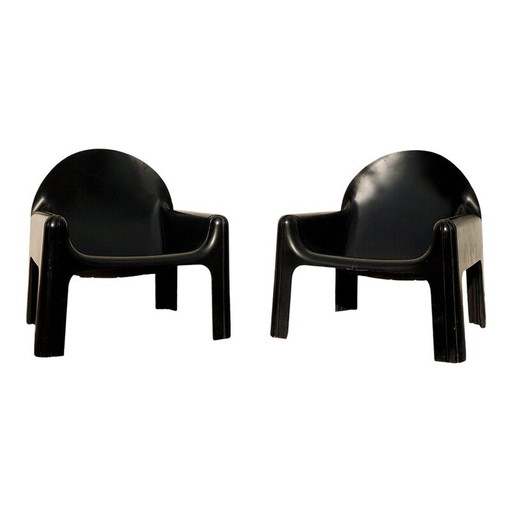 Pair of vintage Black Model 4794 Lounge Chairs by Gae Aulenti for Kartell, Italian 1970s