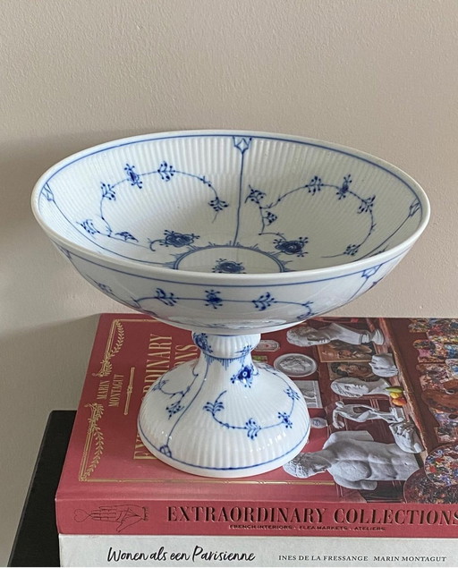 Royal Copenhagen Blue Fluted Plain Luxury Bowl On Foot