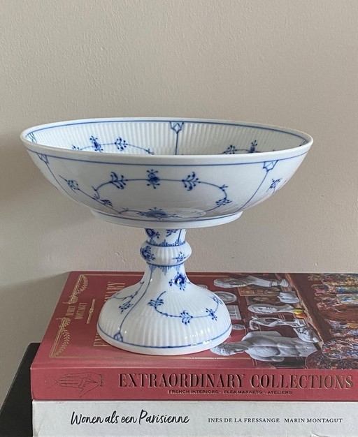 Royal Copenhagen Blue Fluted Plain Luxury Bowl On Foot