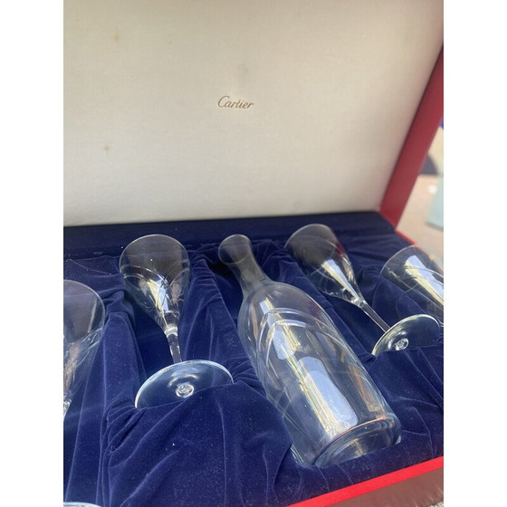 Image 1 of Vintage Cartier set of 4 water glasses and a crystal water carafe, 1960