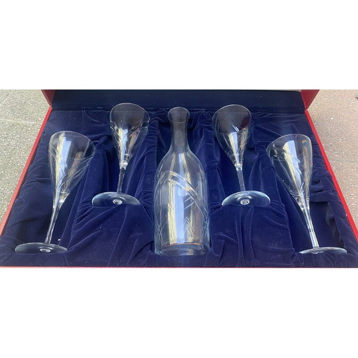 Vintage Cartier set of 4 water glasses and a crystal water carafe, 1960