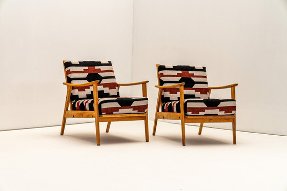 Image 1 of Pair Of Armchairs With New Covering