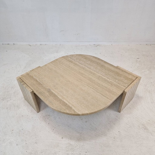 Vintage travertine coffee table, Italy 1980