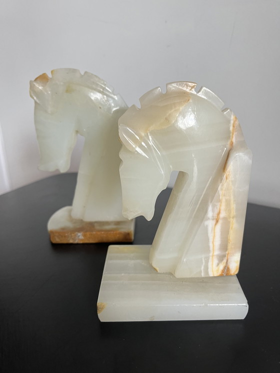 Image 1 of Onyx bookends horsehead