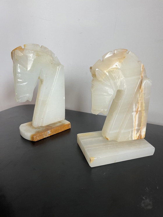 Image 1 of Onyx bookends horsehead