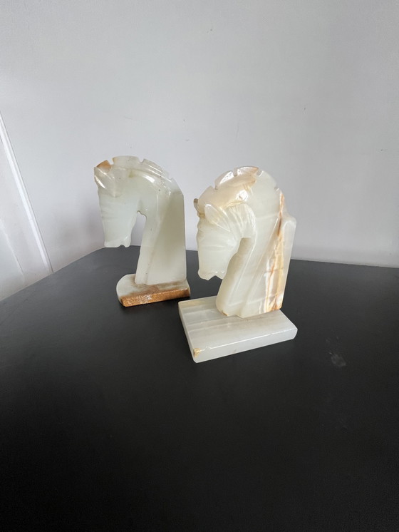 Image 1 of Onyx bookends horsehead