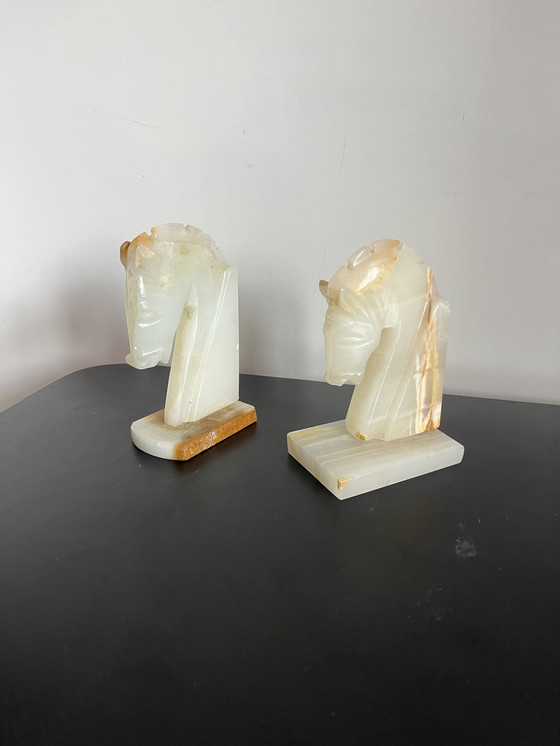 Image 1 of Onyx bookends horsehead