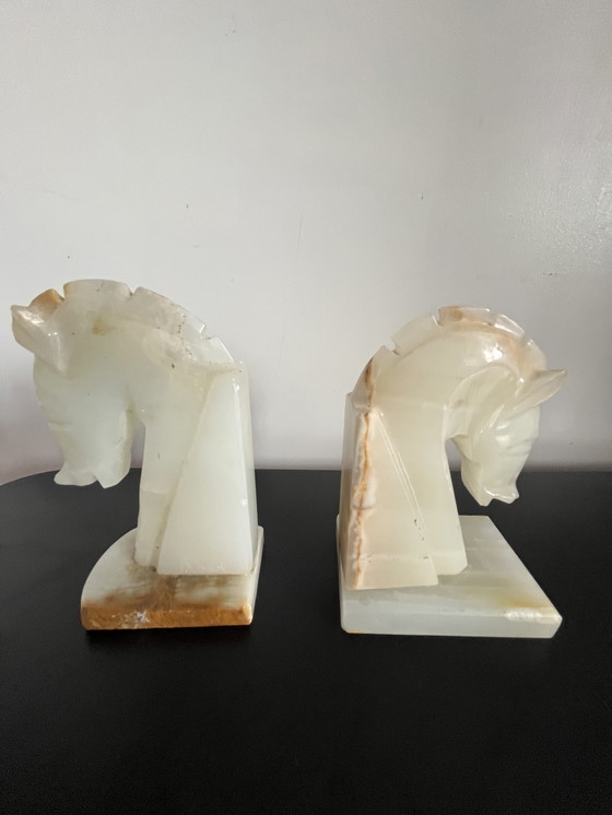 Image 1 of Onyx bookends horsehead