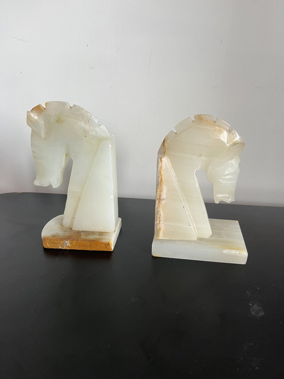 Image 1 of Onyx bookends horsehead