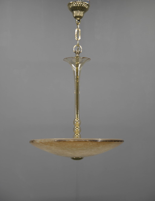 Art Deco Glass Chandelier, Kamenicky Senov, 1930S