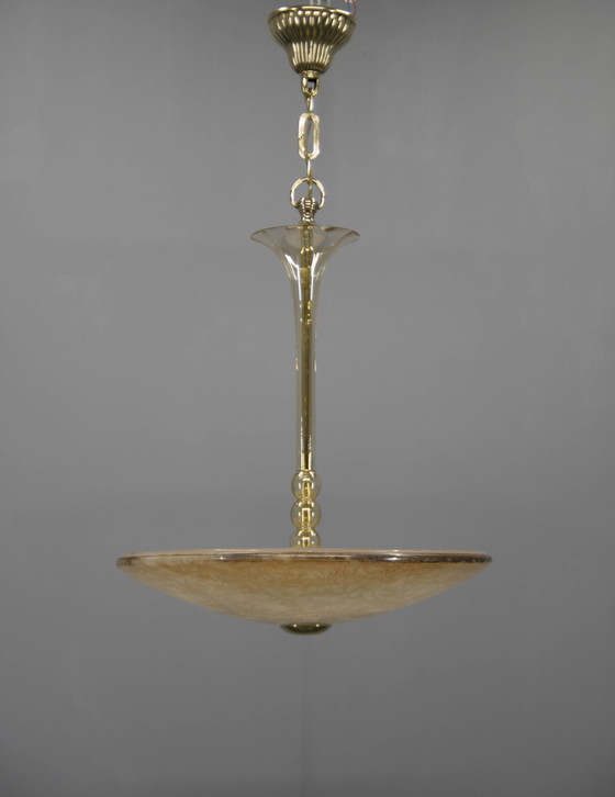 Image 1 of Art Deco Glass Chandelier, Kamenicky Senov, 1930S