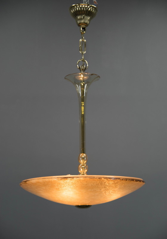 Image 1 of Art Deco Glass Chandelier, Kamenicky Senov, 1930S