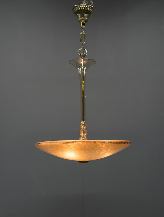 Image 1 of Art Deco Glass Chandelier, Kamenicky Senov, 1930S