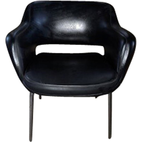 Image 1 of Vintage black leather armchair by Eero Saarien for Cassina