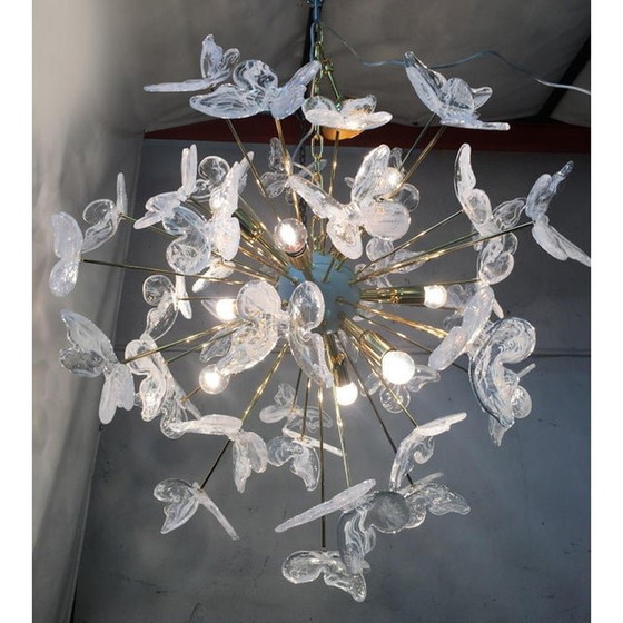 Image 1 of Lampadario Sputnik bianco in vetro vintage