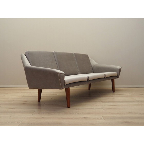 Image 1 of Vintage grey velour sofa, Denmark 1980s