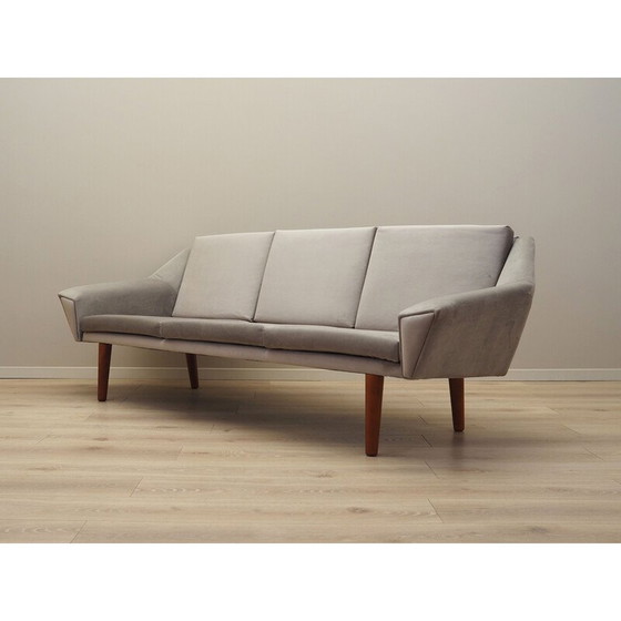 Image 1 of Vintage grey velour sofa, Denmark 1980s