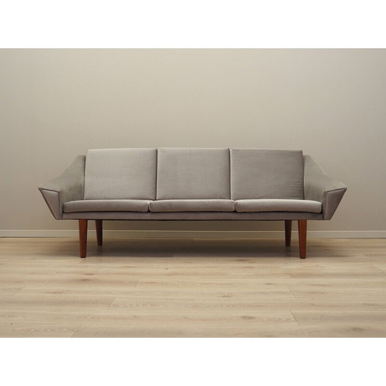 Image 1 of Vintage grey velour sofa, Denmark 1980s
