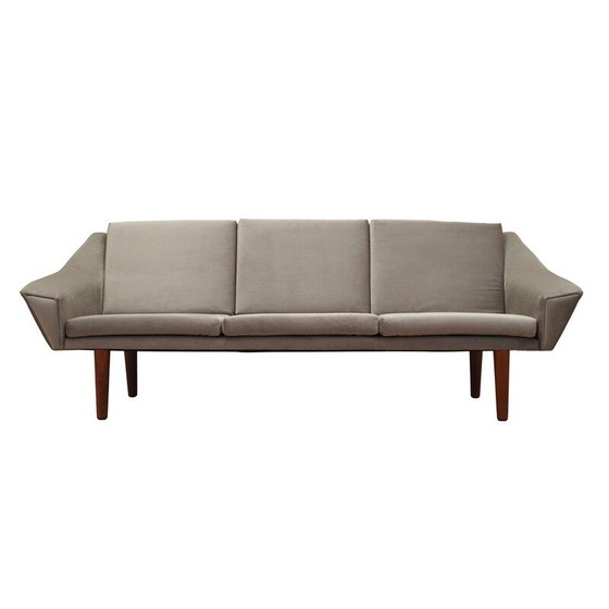 Image 1 of Vintage grey velour sofa, Denmark 1980s
