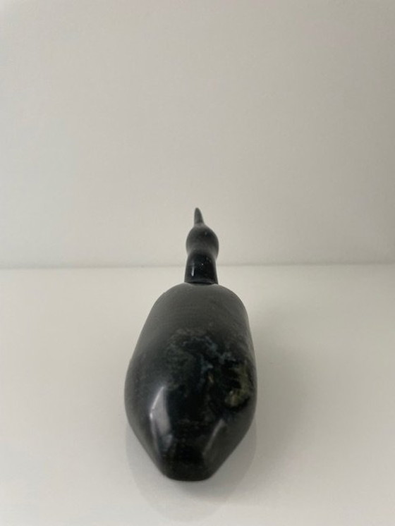 Image 1 of Inuit Art - Rare Stylized Figurine Ice Diver - Serpentine Stone