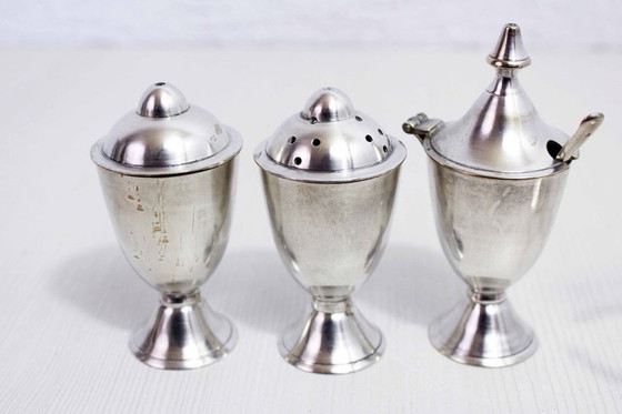 Image 1 of Salt and pepper set, silver plated 1930 Sheffield EPNS, England