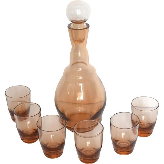 Image 1 of Set of vintage glass carafe and 6 glasses for Schott Zwiesel, Germany, 1970s