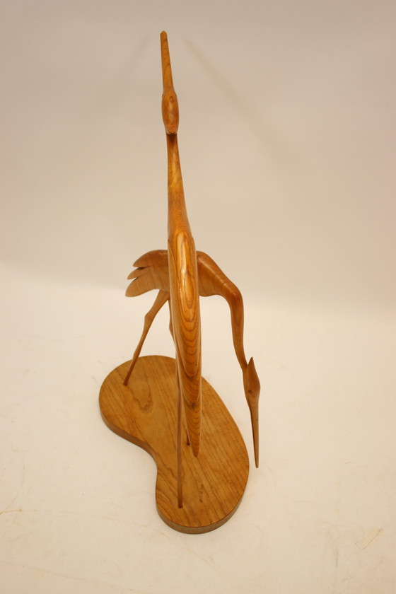 Image 1 of Grue vintage en bois sur socle, 1960 Scandinavie