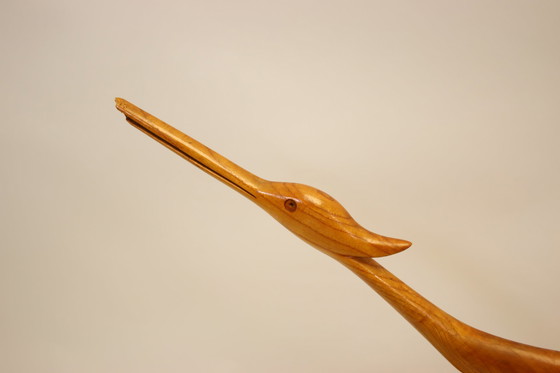 Image 1 of Grue vintage en bois sur socle, 1960 Scandinavie