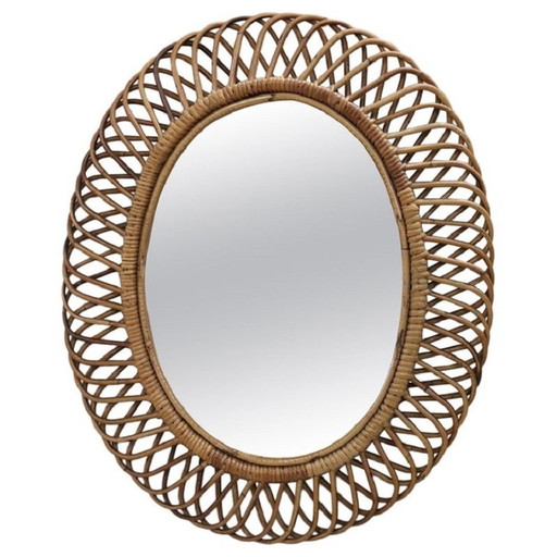 Wall Mirror In Bamboo, 1960S