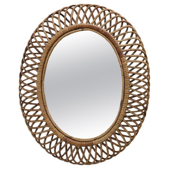 Image 1 of Wall Mirror In Bamboo, 1960S