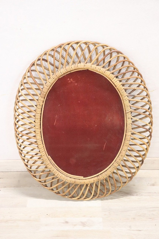 Image 1 of Wall Mirror In Bamboo, 1960S