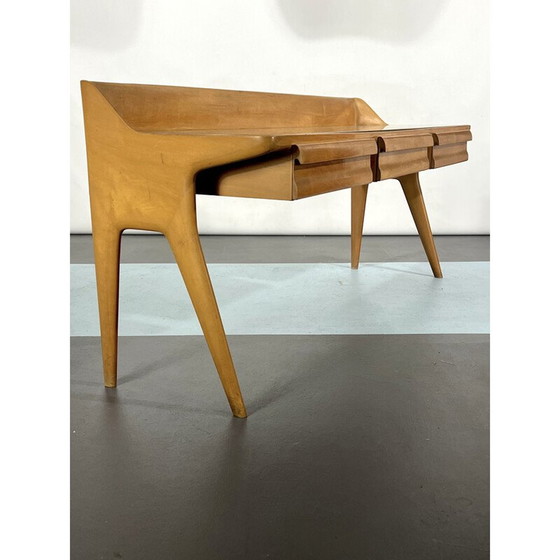 Image 1 of Mid-century wood dressing table with stool, Italy 1950