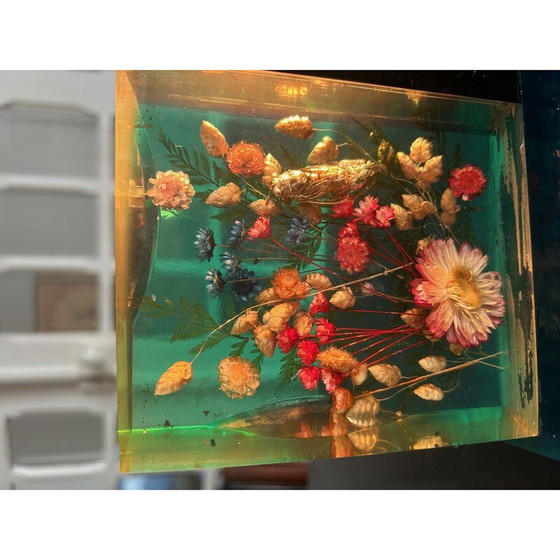 Image 1 of Vintage resin and flower lamp, 1970