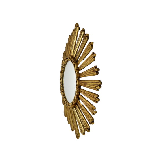 Image 1 of Large Wooden Sunburst Mirror Sunburst Mirror